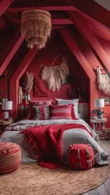 boho slaapkamer inspiratie rood