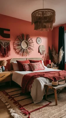 boho slaapkamer inspiratie rood