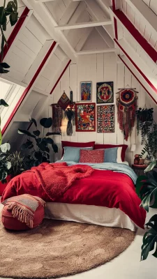 boho slaapkamer inspiratie rood