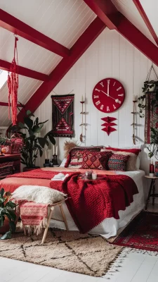 boho slaapkamer inspiratie rood