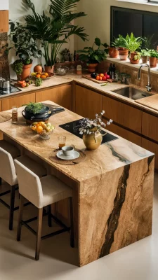 keuken eiland inspiratie beige
