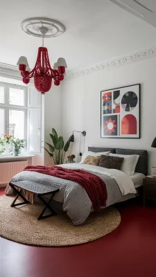 slaapkamer inspiratie rode vloer