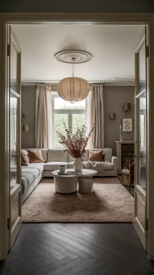 Elegant Taupe Vloerkleed voor een Rustige Sfeer 🪴