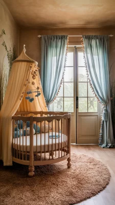 babykamer aardetinten en blauw