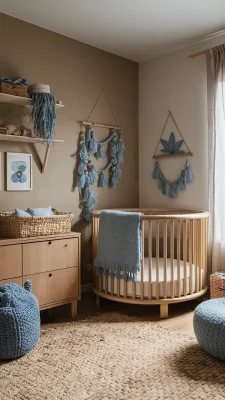 babykamer aardetinten en blauw