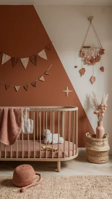 aardetinten babykamer terracotta en beige