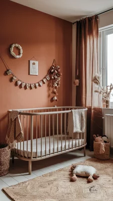 aardetinten babykamer terracotta en beige