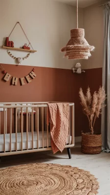 aardetinten babykamer terracotta en beige