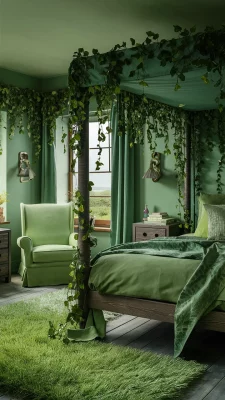 Slaapkamer decoratie groen