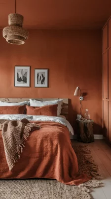 slaapkamer inspiratie terracotta aardetinten