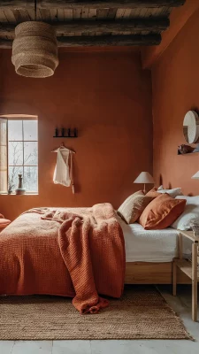 slaapkamer inspiratie terracotta aardetinten