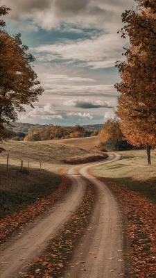 Verlaten landweg door het herfstbos