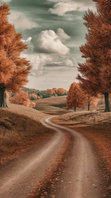 Verlaten landweg door het herfstbos