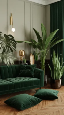 interieur woonkamer modern chique groen