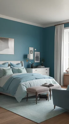 slaapkamer petrol blue