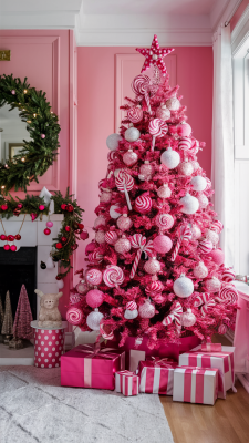 Kerstboom Roze Snoep