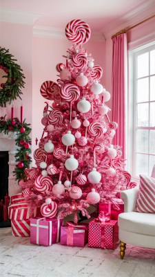 Kerstboom Roze Snoep