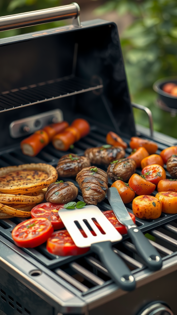 Een grill vol met verschillende soorten vlees en groenten, klaar voor gebruik. Valentijnsdag cadeaus voor Hem