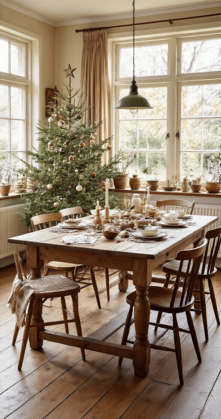 Kerstengel Knutselen: Creatieve DIY Handleiding voor Alle Leeftijden Gezellige Nederlandse keuken tijdens het gouden uur met een grote grenenhouten eettafel vol knutselmaterialen voor kerstengelen, omringd door vintage stoelen en verlichte vensterbank met voltooide engelen, warme zonnestralen door traditionele gordijntjes.