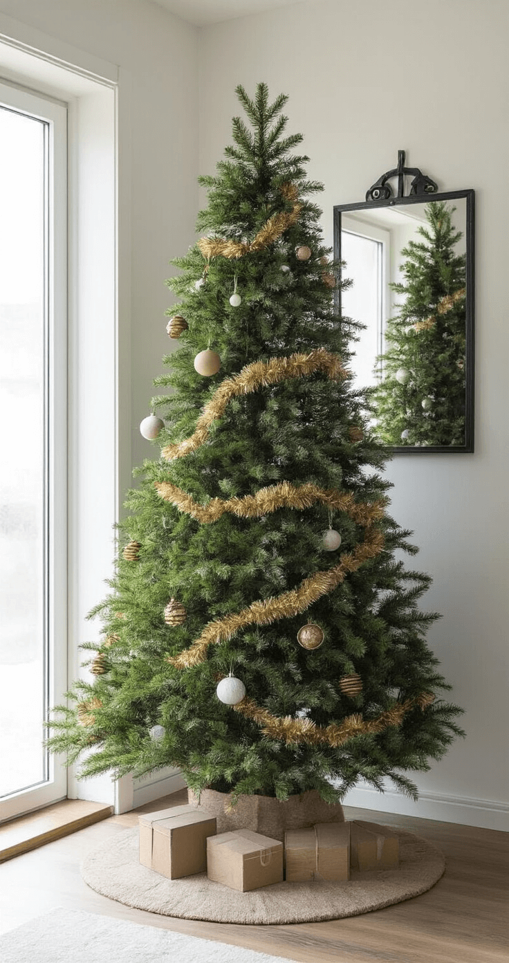 De Ultieme Gids voor een Stijlvolle Houten Kerstboom: Duurzaam en Modern Design Entree met onderhoudsarme houten kerstboom op console tafel, glazen voordeur voor natuurlijk daglicht, en functionele inrichting waaronder kapstok, schoenenrek en spiegel.