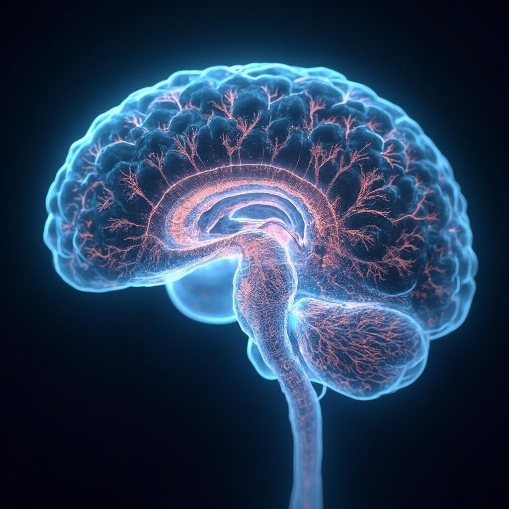 Ontrafelen van Corpus: De Verrassende Betekenissen Achter Een Mysterieus Woord Hooglyke detailrijke medische anatomische doorsnede van de menselijke hersenen met de corpus callosum, verlichte neurale paden in zachte bioluminescente blauwtinten, neurale verbindingen afgebeeld als ingewikkelde vezeloptische netwerken, met extreme precisie en detailniveau van een elektronenmicroscoop, zachte dramatische belichting die de neurologische complexiteit onthult, professionele medische tekstboekkwaliteit visualisatie.