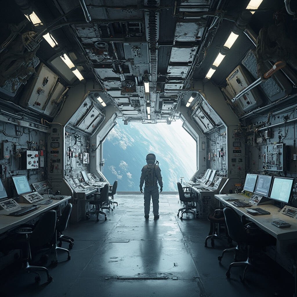 Ontdek de Ruimte: Space Expo Noordwijk - Jouw Poort naar de Sterren! Ultraspecifiek gedetailleerd interieur van een replica van het internationale ruimtestation, met zorgvuldig gereconstrueerde wetenschappelijke modules, precieze technische instrumenten, drijvende experimentele apparatuur, complexe metalen panelen en aansluitpunten, zachte wetenschappelijke verlichting die dramatische schaduwen werpt, documentaire-stijl fotografische weergave van intrigerende NASA-engineeringdetails, zichtbare astronautenuitrusting en navigatieconsoles, hyperrealistische museumexpositie met een focus op de ruimtelijke complexiteit en technische precisie.