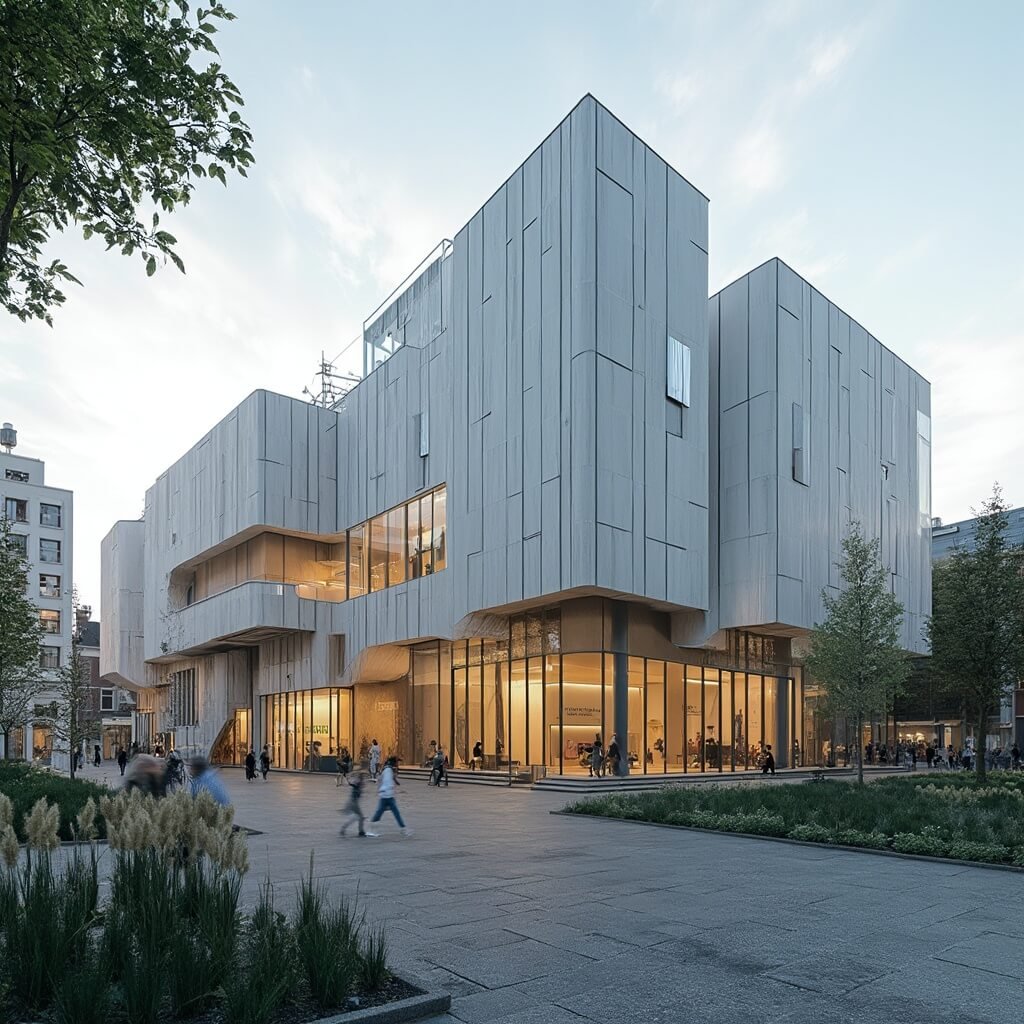 Ontdek het Van Gogh Museum: Een Ongeëvenaard Kunstparadijs in het Hart van Amsterdam Gedetailleerde architecturale opname van het Van Gogh Museum