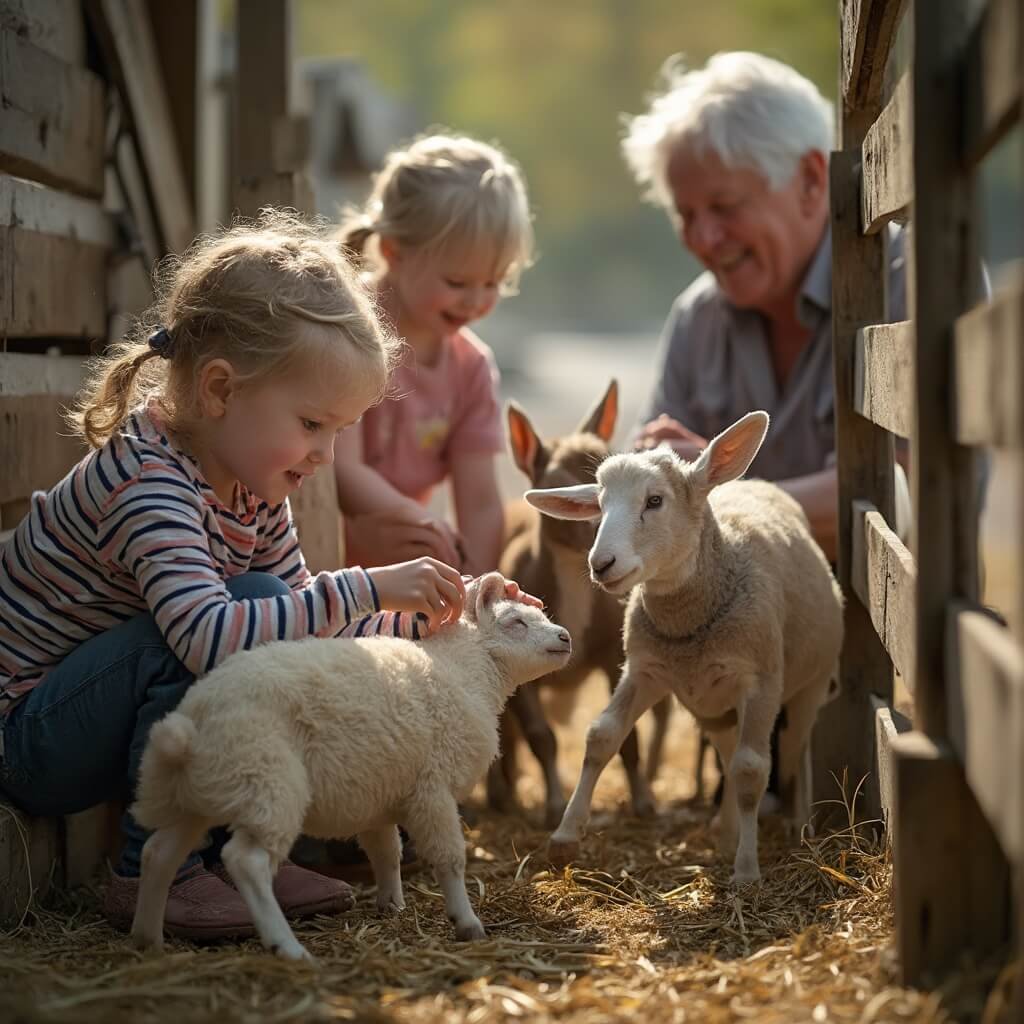 Waarom Deze 50 Jaar Oude Kinderboerderij de Goudse Hofsteden Nog Steeds Families Verrast Professionele gezinsfotografie met een charmante Nederlandse kinderboerderij, waar multi-generational families interactie hebben met vriendelijke boerderijdieren. Kinderen aaien konijnen en geiten in schone, open ruimtes, omringd door rustieke houten hekken en goed onderhouden dierenverblijven. Natuurlijk licht vangt de verwondering op de gezichten van kinderen die voor het eerst de zachte wol van schapen voelen.